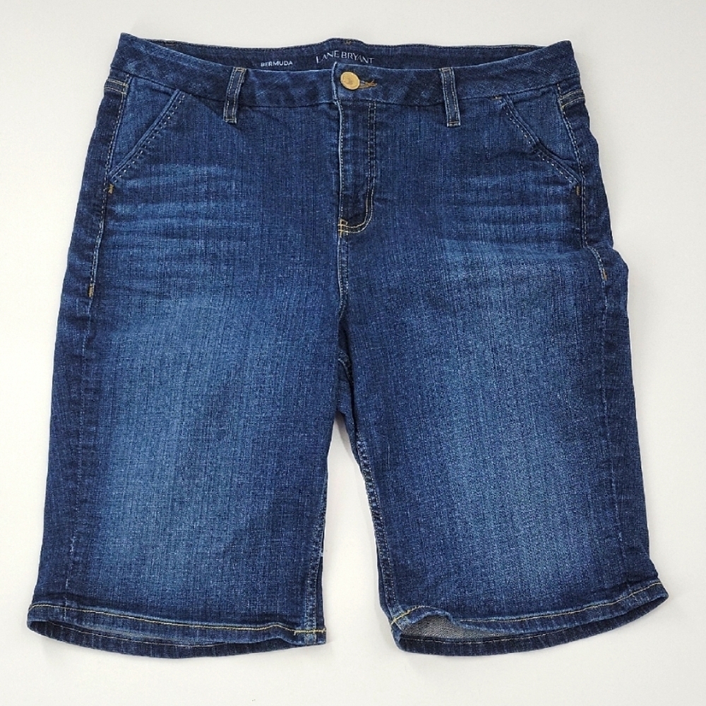 Lane Bryant Indigo Bermuda Denim Shorts Stretchy